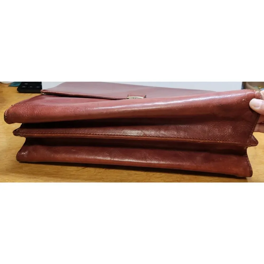 Avenues America Top-Grain Brown Leather‎ Portfolio Briefcase W/Key